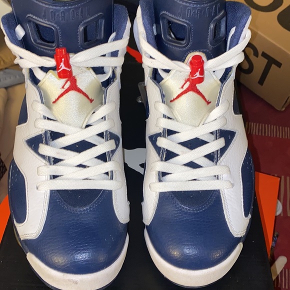Air Jordan 6retro white/midnight navy blue/red sz9 - Picture 4 of 11